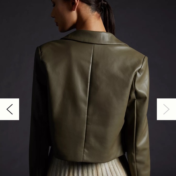 New Women’s faux leather jacket/ top/ blazer olive green philosophy size 8/S-M - Picture 3 of 12